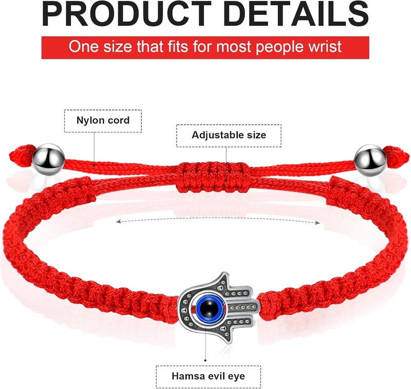 Jadive 20 Pcs Red Protection Good Luck Bracelet Red String of Fate Adjustable Bracelet Braided Knot Kabbalah Rope for Lover Couple Friend Women Men - Image 2